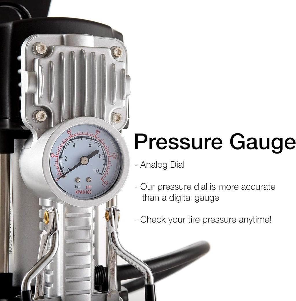 12V 150 PSI Portable Double Cylinder Air Compressor Tire Inflator D812558