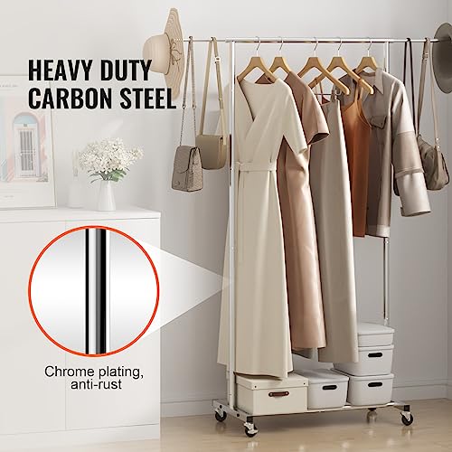 Heavy Duty Double Hanging Rod Clothing Rack with Bottom Storage Area, 600 lbs Load Capacity O751001