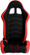 Red and Black Cloth Racing Seats Pair Y261