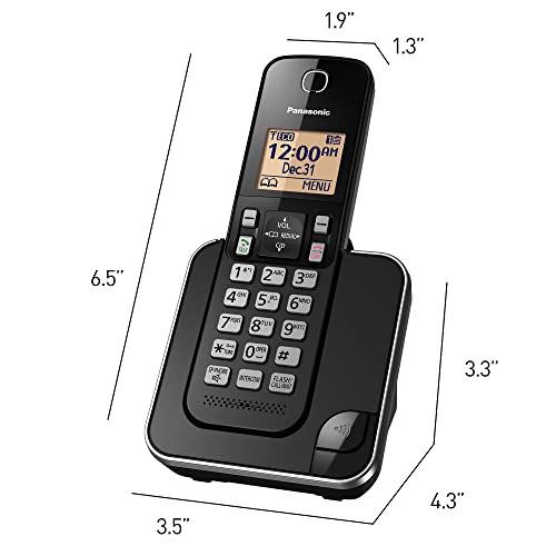2 Handset Cordless Phone System with Amber Backlit Display (Black) X450