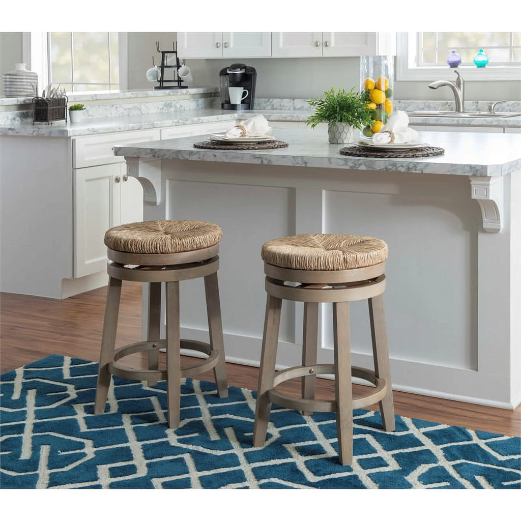 Natural Brown Wood Swivel Counter Stool Q447659