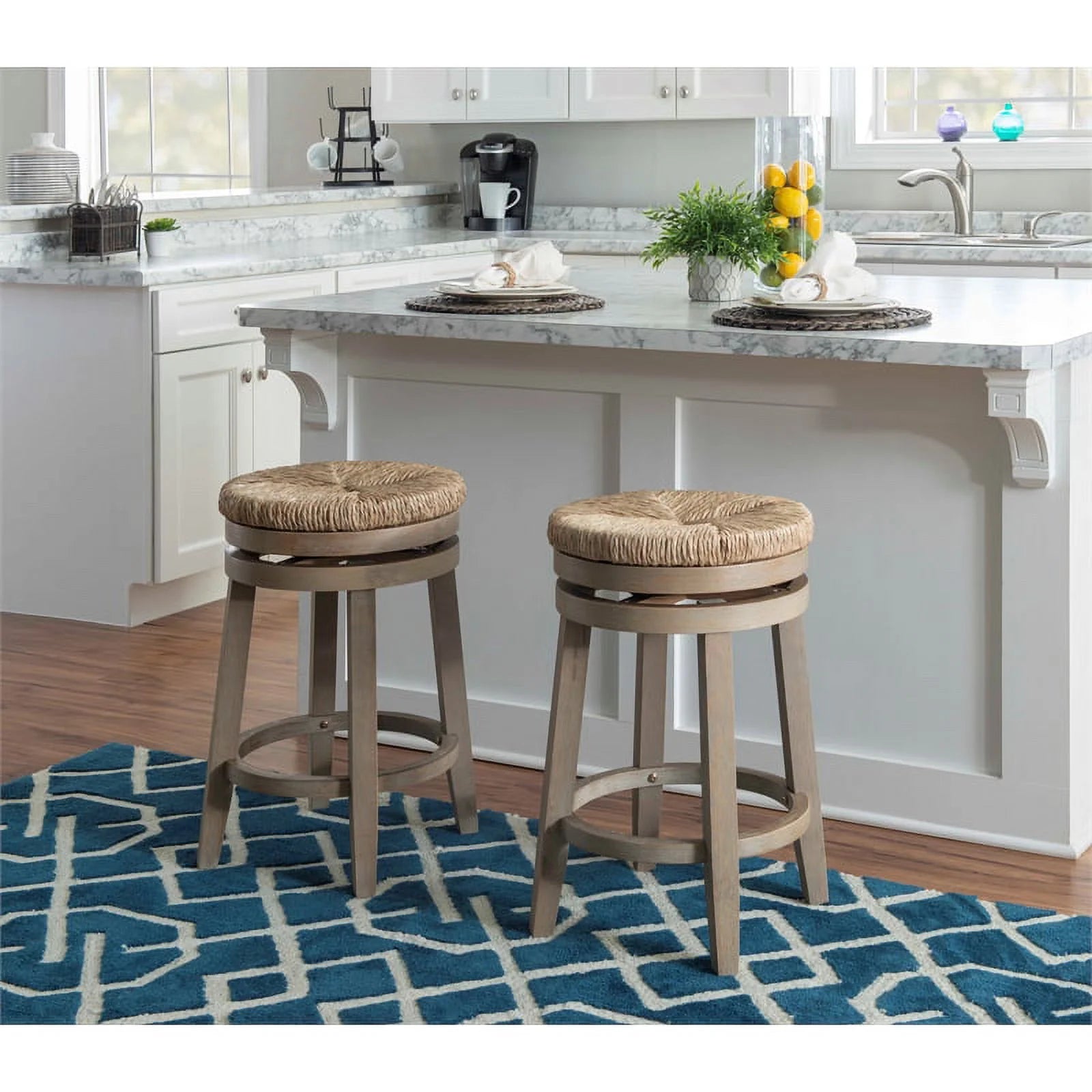 Natural Brown Wood Swivel Counter Stool Q447659