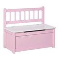 Wooden Toy Organizer Chest Storage Box With Seat Bench Cabinet Cube With Safety Pneumatic Rod N1658
