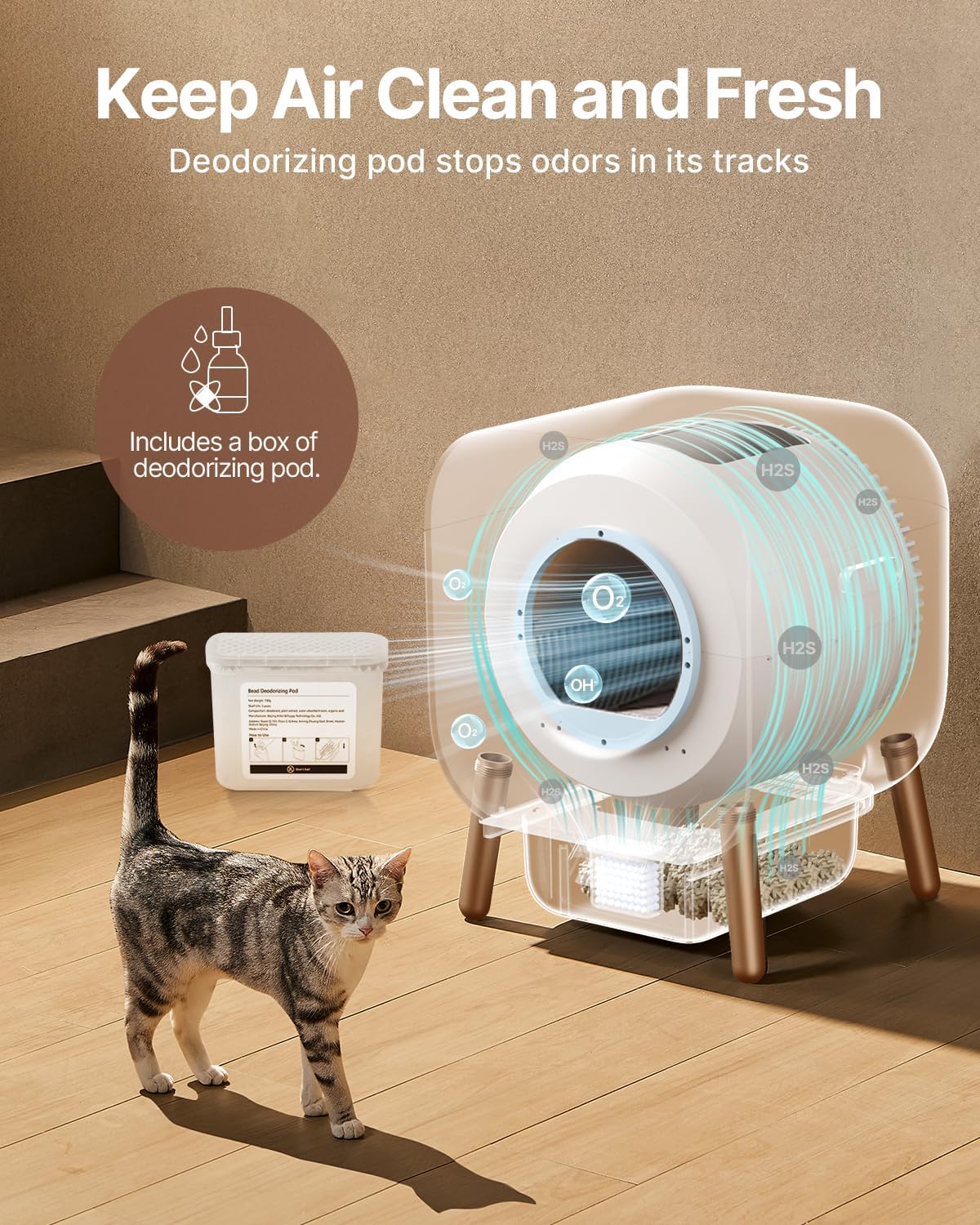 Extra Large Self Cleaning Automatic Cat Litter Box with Mat & Liner N2410