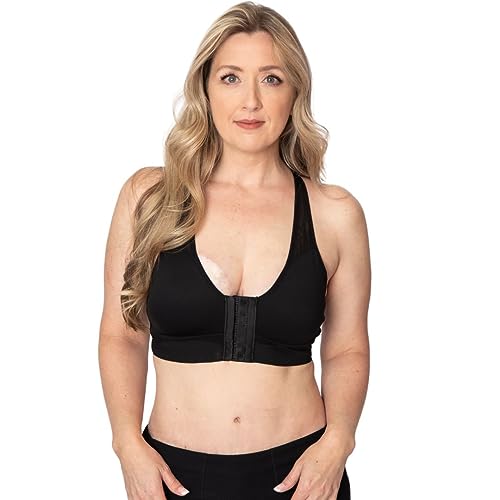 Front Closure Wirefree High Support Pocketed Mastectomy Racerback Sports Bra U527991
