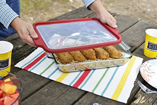 3-quart Glass Baking Dish with Airtight Lid, Cherry Red G715470