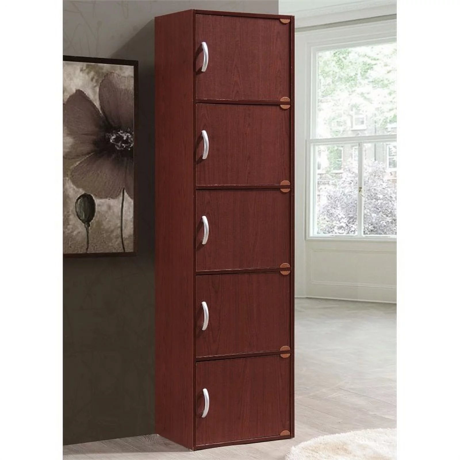 5 Door 5 Shelf Wood Bookcase C655