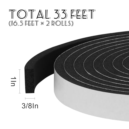Black Self Adhesive Foam Insulation Tape 1/2In x 1/4In x 33Ft Q656
