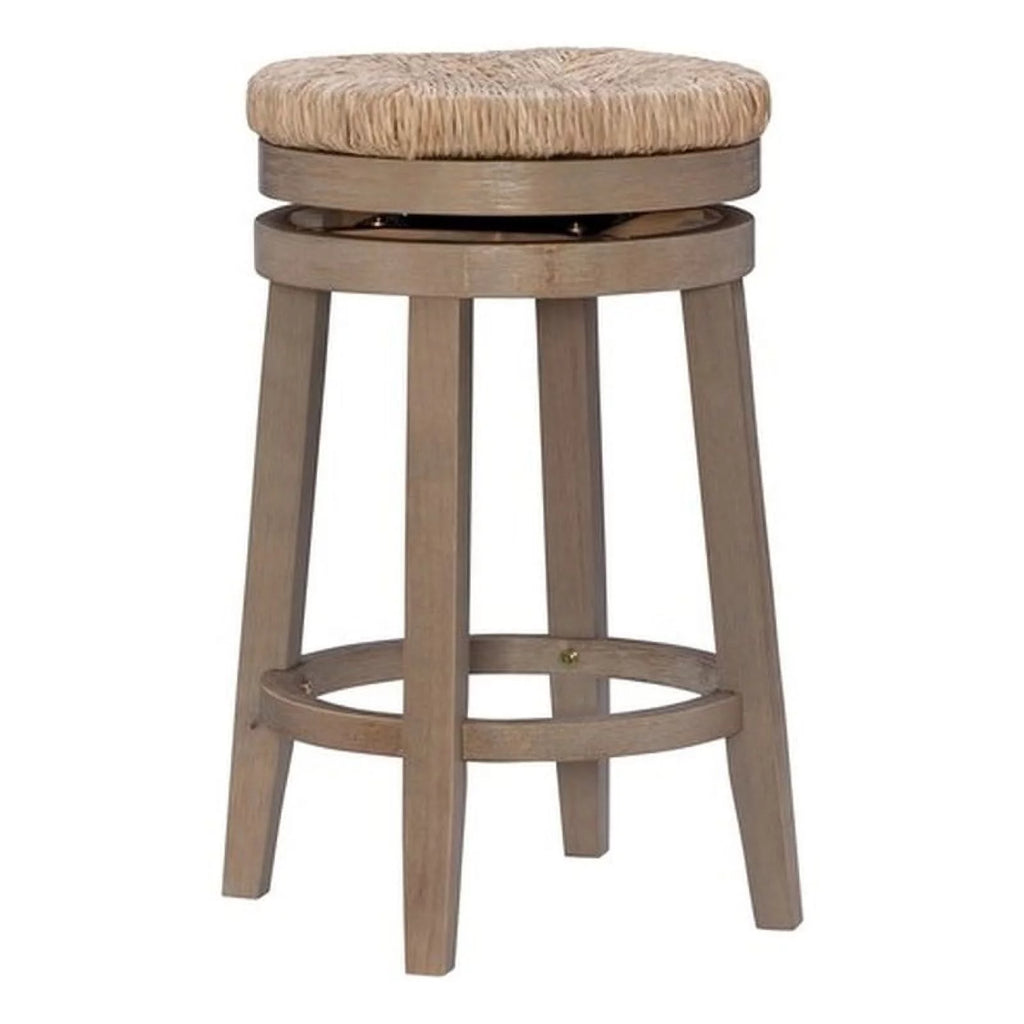 Natural Brown Wood Swivel Counter Stool Q447659