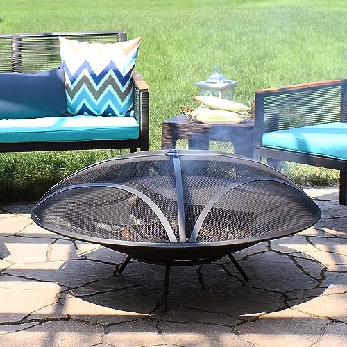 23-Inch Replacement Steel Fire Pit Bowl with Round Spark Screen P33119