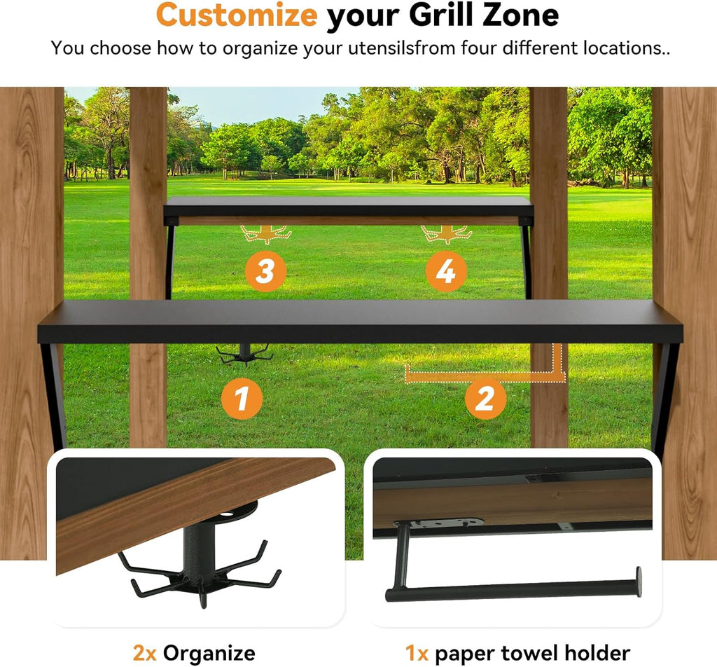 Cedar Wood Grill Gazebo with Galvanized Steel Roof Q34090