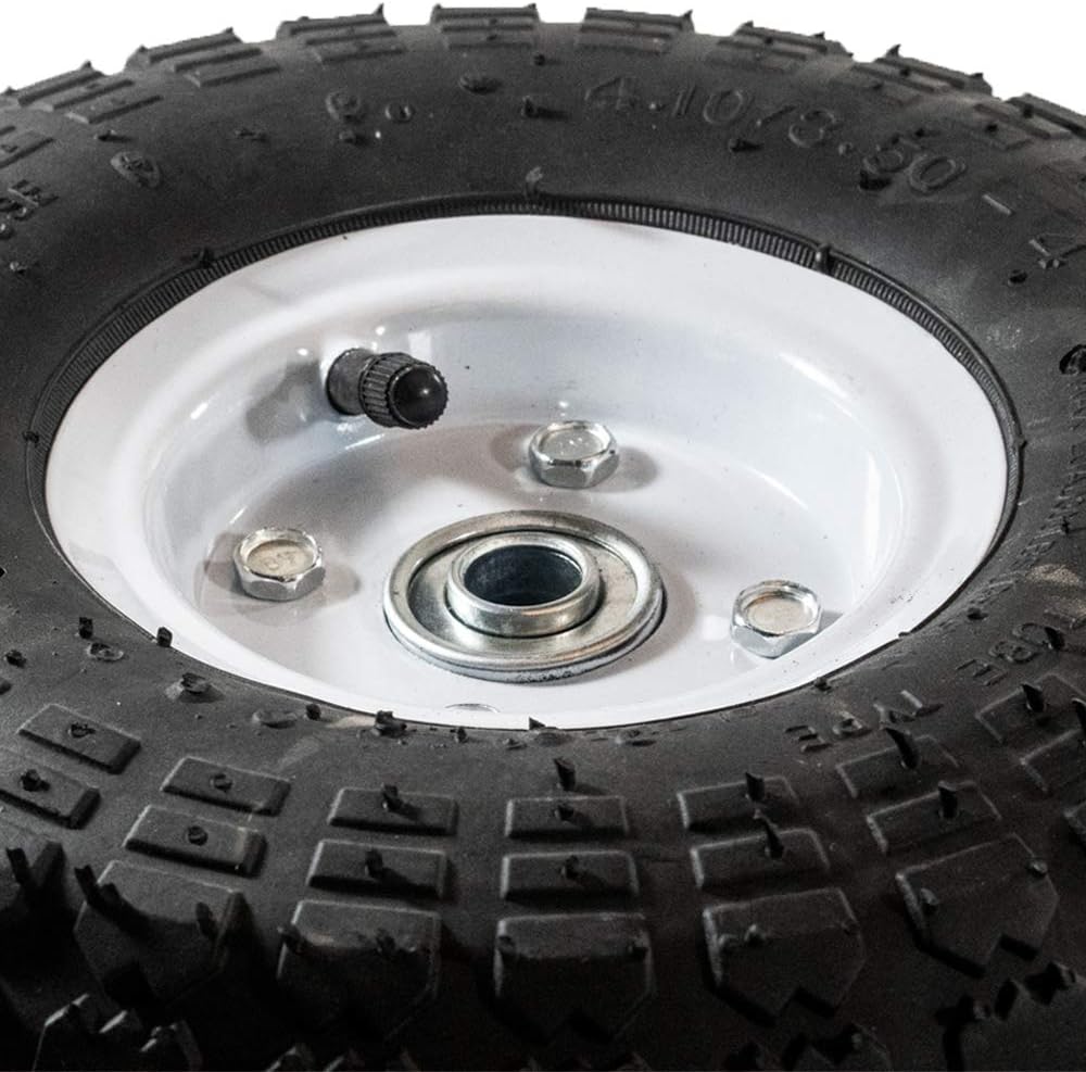 Pneumatic Replacement Wheel for Wheelbarrow 10 Inches Black White Rim O413897