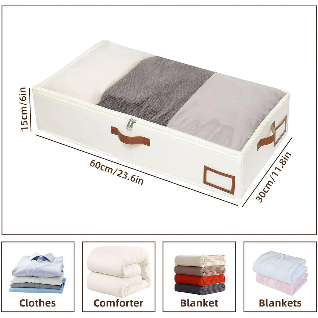 Beige Collapsible Underbed Storage Bag, 2 Pack J51553