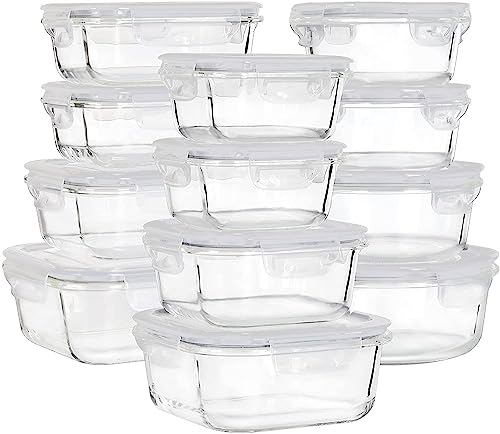 24 Piece Glass Food Storage Containers with Lids O687706