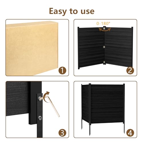 38"W x 42"H Air Conditioner Fence Panels, 2 Panels Privacy Fence with Metal Stake, Wood S60044