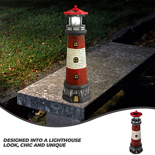 Black Solar Rotating Lighthouse Outdoor Lantern W2831
