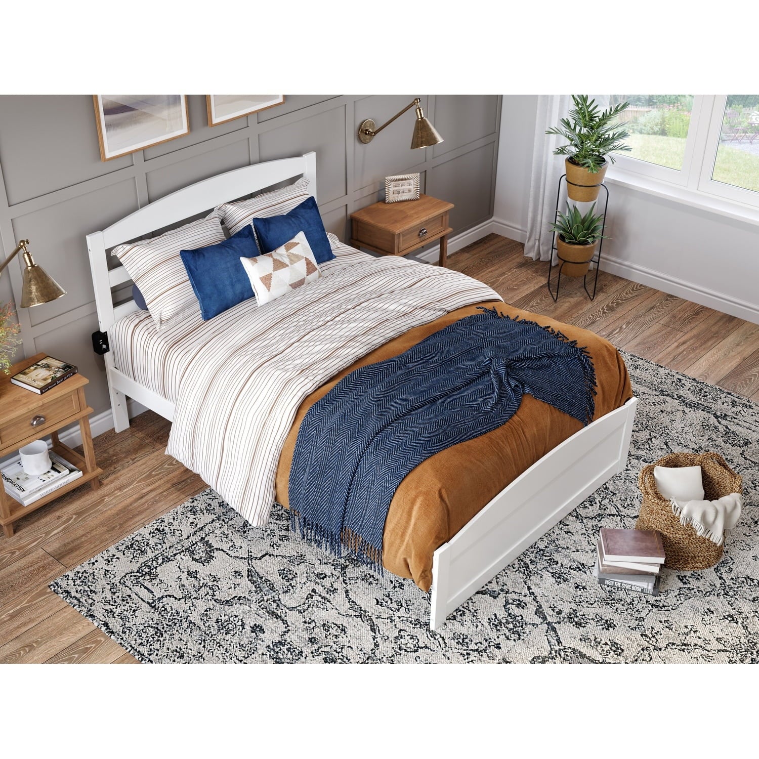 White Queen Solid Wood Platform Bed K2126