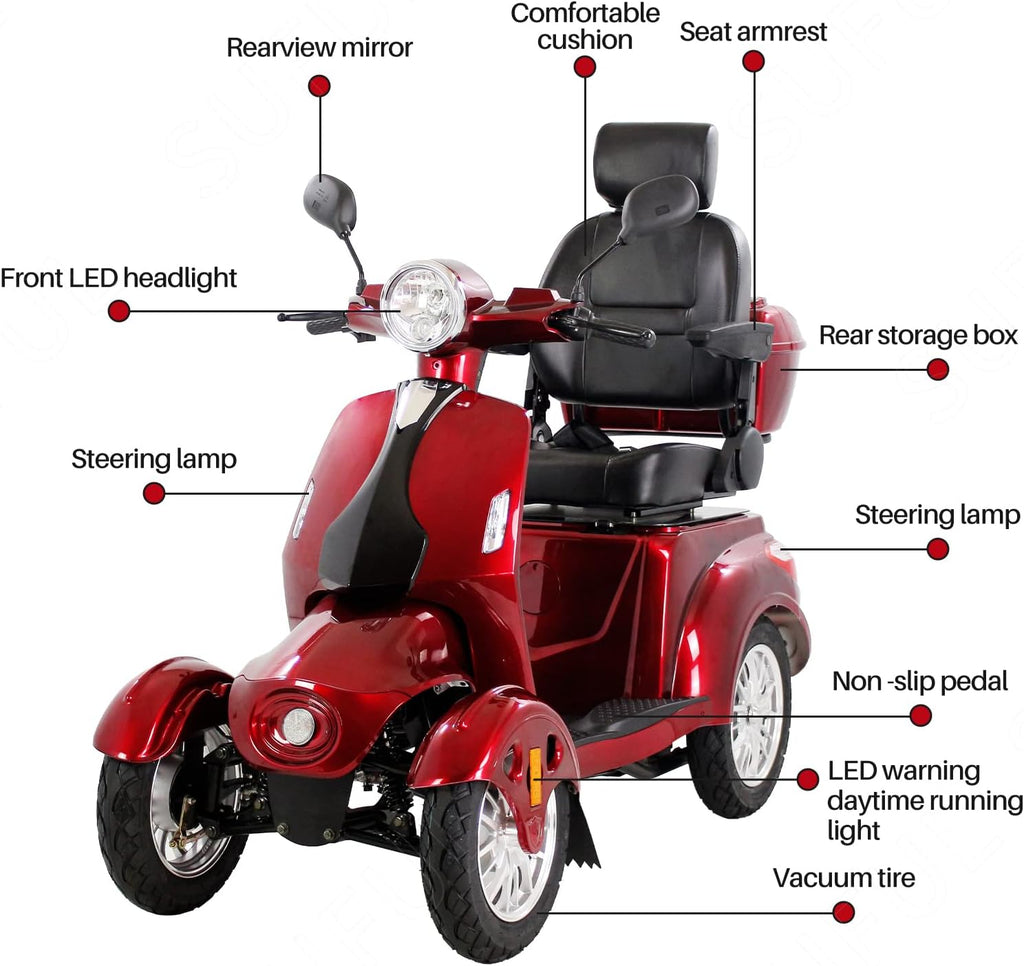 Red Heavy Duty Four Wheel Electric Mobility Scooter J6506