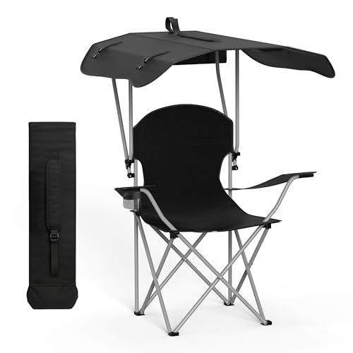 Black Reclining Camping Chair with Removable Footrest L840664