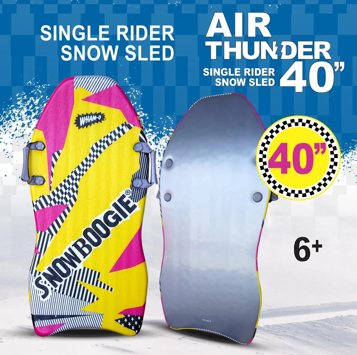 40" 2 Pack Single Rider Snow Sleds with Side Handles PE Foam Core V26094