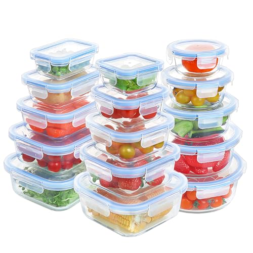 30 Pieces Glass Meal Prep Containers with Lids D461