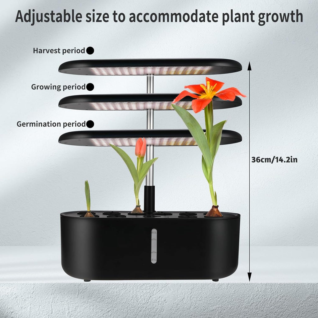 Indoor Herb Garden Kit with LED Grow Light and Water Tank, Hydroponics Growing System F4064