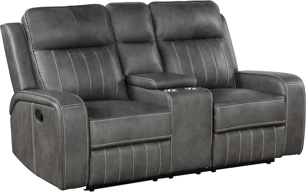 3-Piece Upholstered Motion Reclining Sofa Set Grey S4353