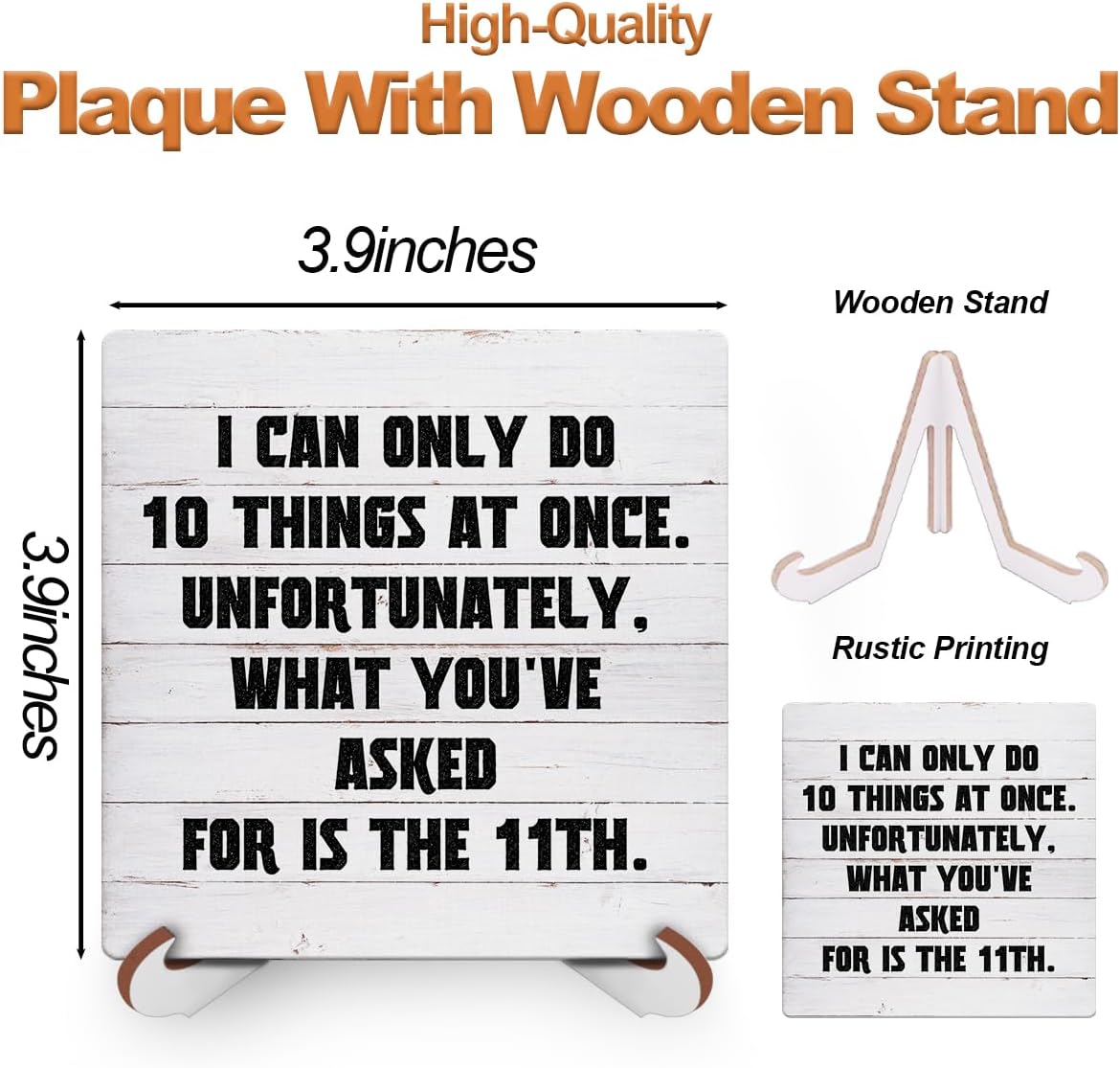 Wood Sign Desk Decor with Wooden Stand P7801
