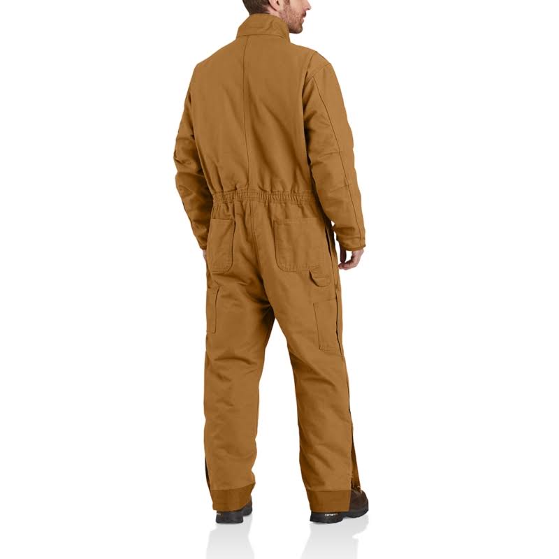 Brown Loose Fit Washed Duck Insulated Coverall U24110
