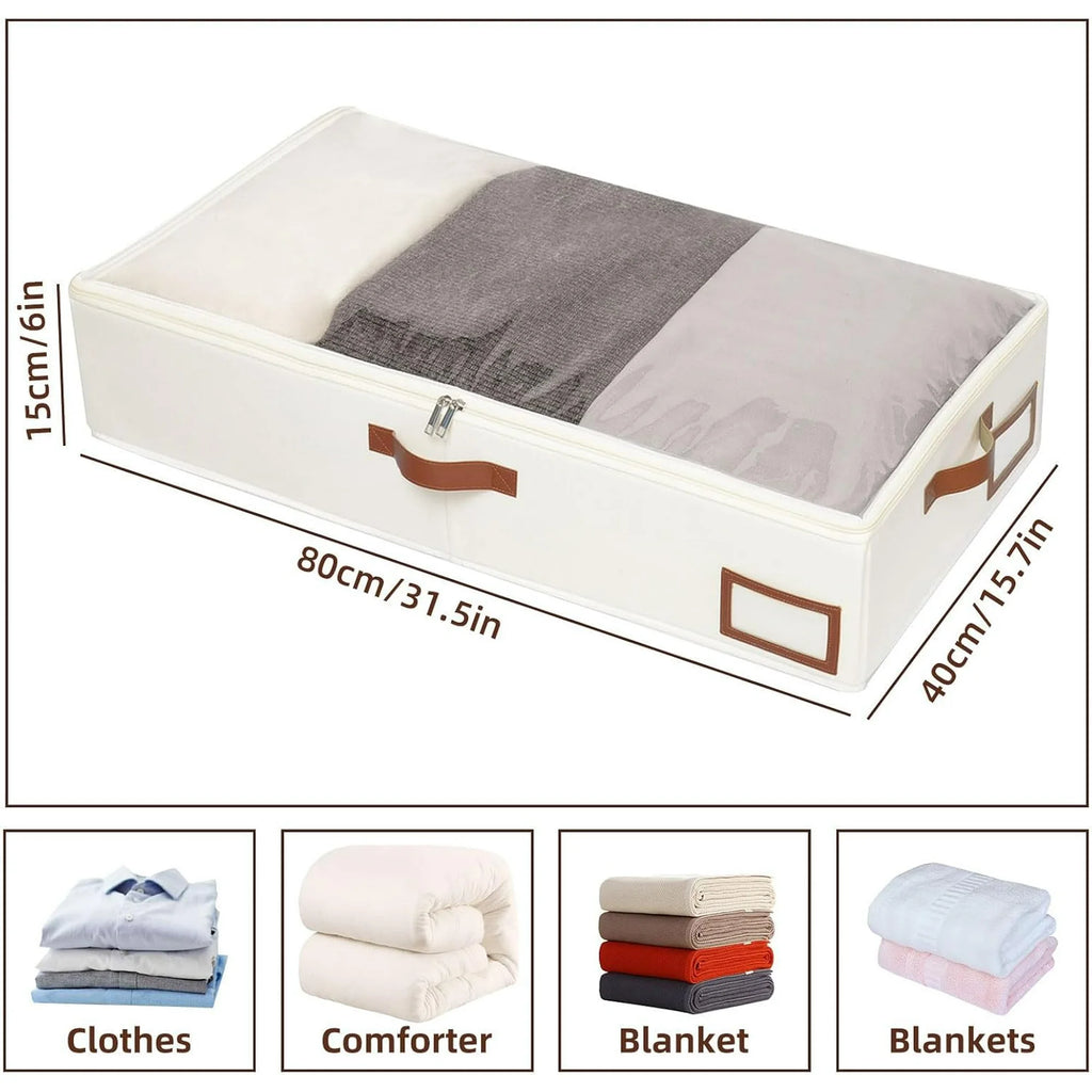 Beige Collapsible Underbed Storage Bag, 2 Pack J51553