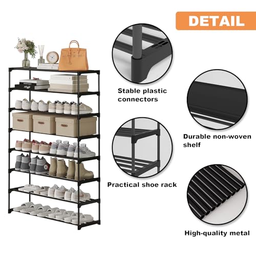 Black Stackable 20 Pairs Shoe Rack D562723