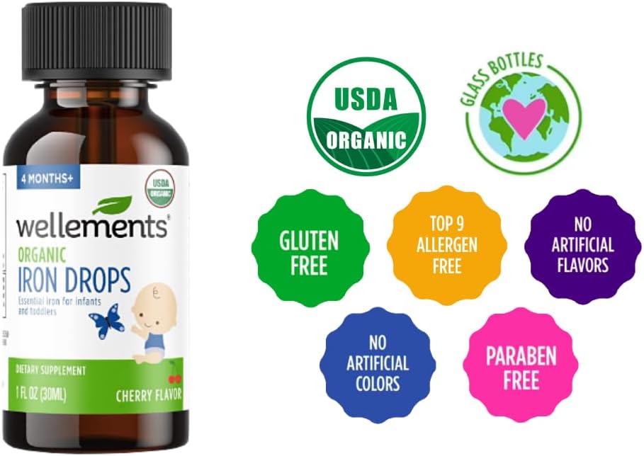 Organic Iron Drops for Babies, Cherry Flavor, 1 Fl Oz O57650