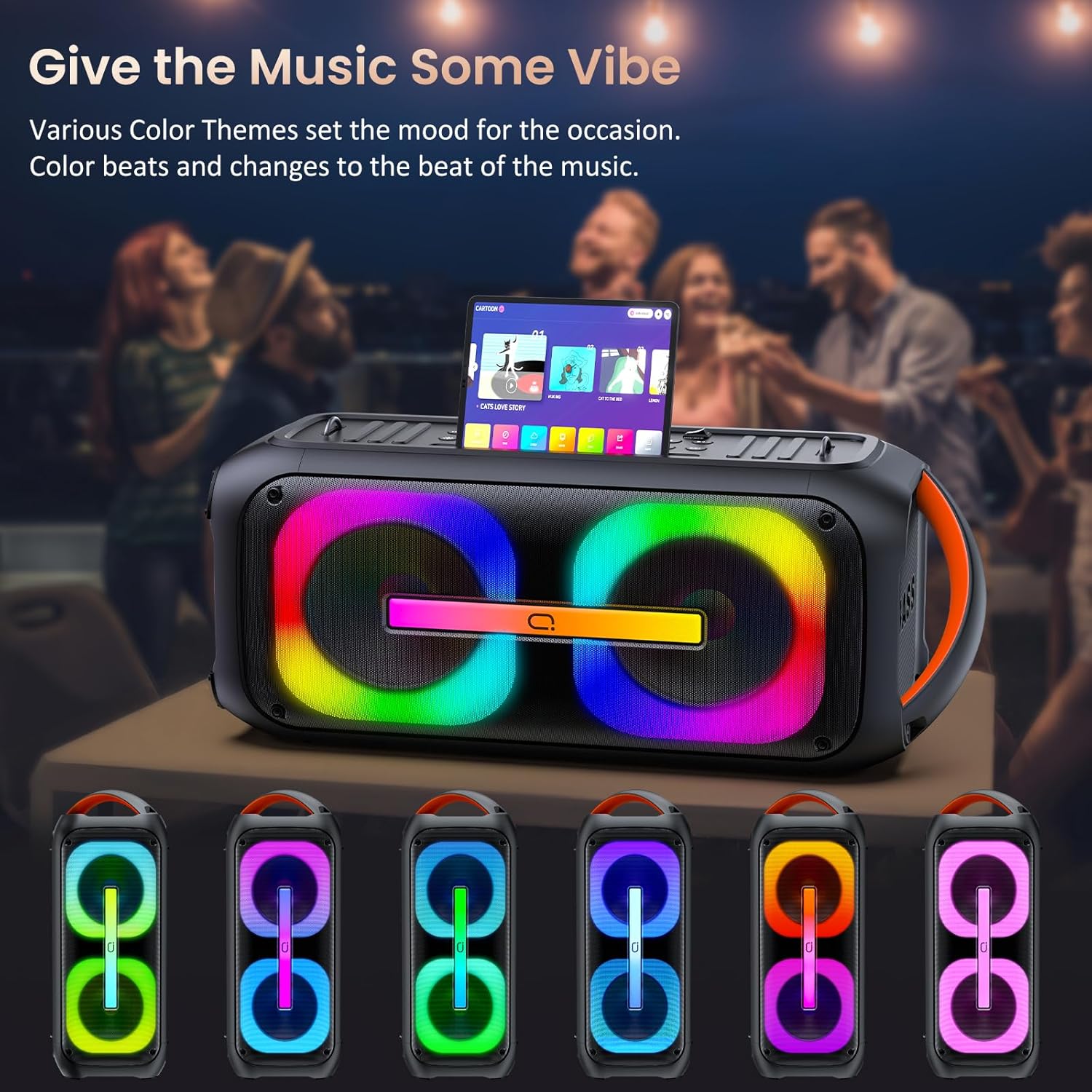 Karaoke Machine with 2 Microphones, Bluetooth Speaker with Dual 6.5" Subwoofer G885