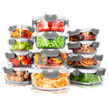 12-Piece Airtight Glass Food Storage Containers with Lids, Gray H484935