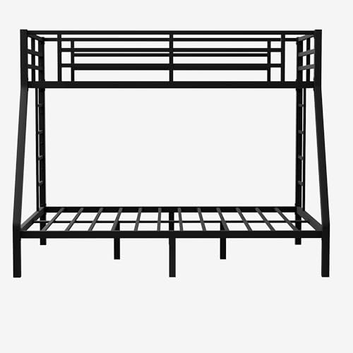 Black Metal Bunk Bed Twin XL over Queen with 2 Ladder & Safety Railing P8777