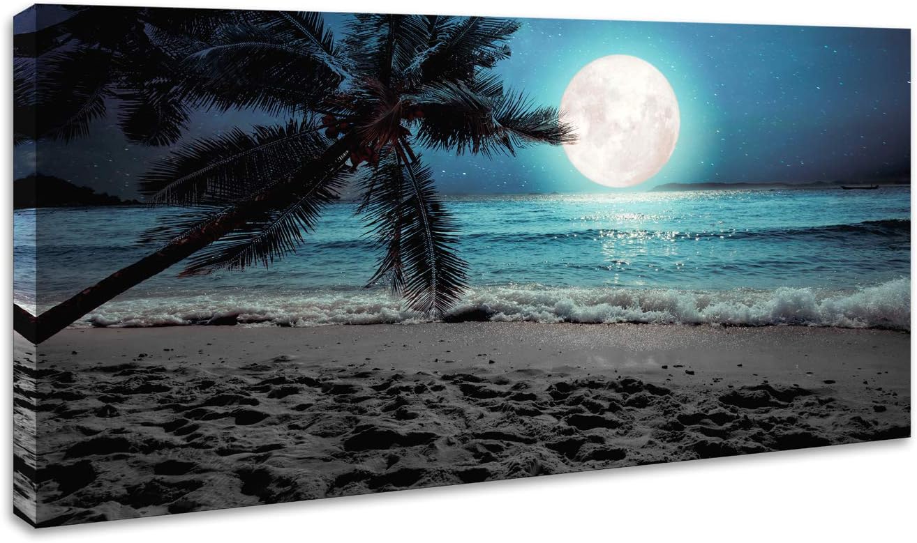 Blue Ocean Sea Beach Canvas Wall Art D354685