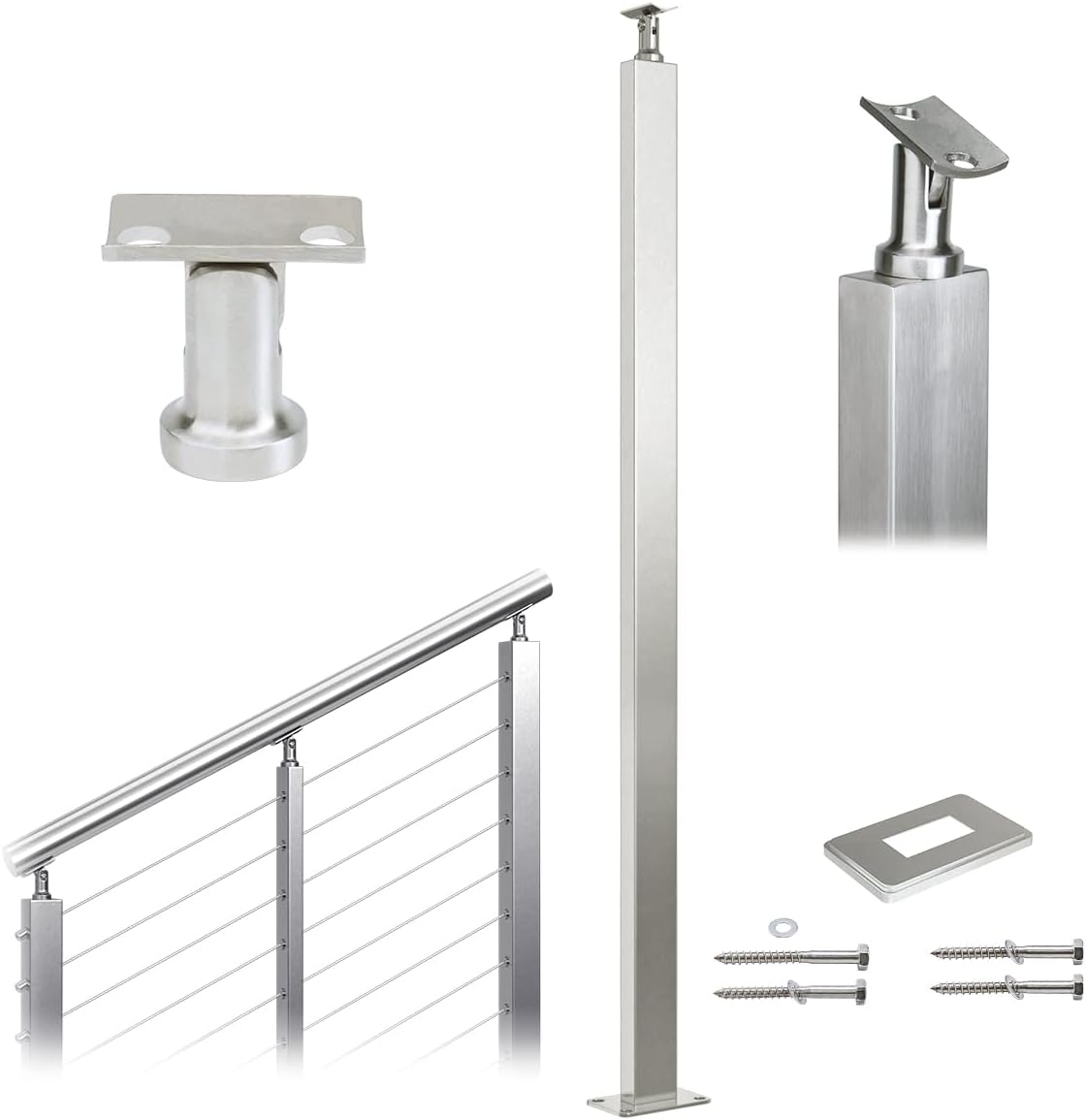 42"x1"x2" Stainless Steel Pre-Drilled Post F506