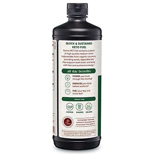 Organic MCT Oil, Unflavored, 32 Oz, 14g MCT per Serving U279308
