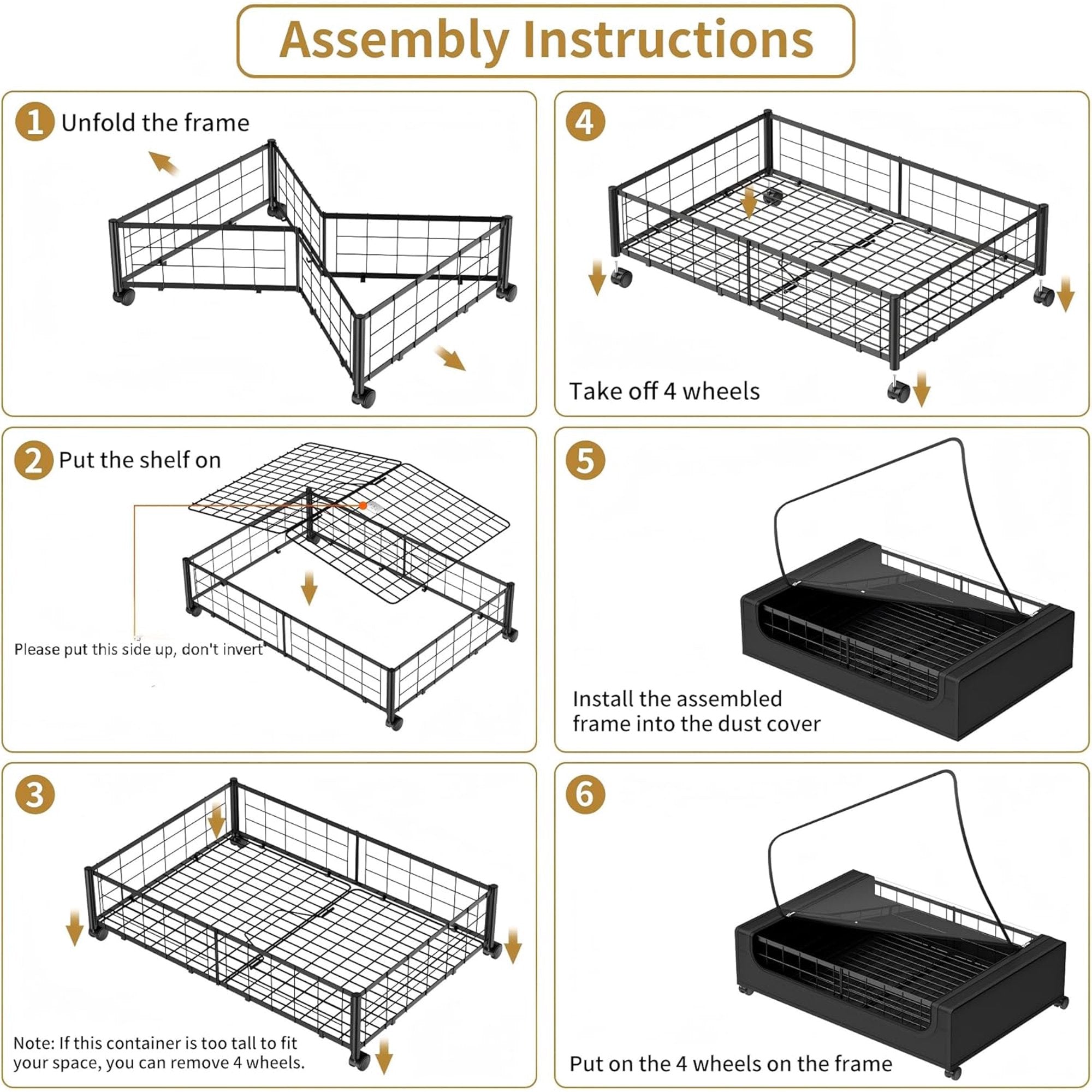 Black Under Bed Storage Drawers with Wheels and Cover N175820