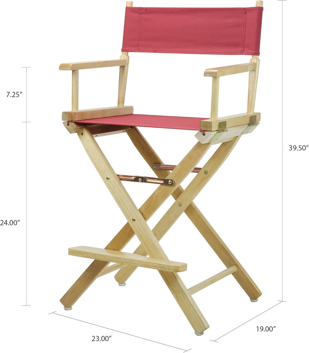 24" Director's Chair Natural Frame with Burgundy Canvas B2842