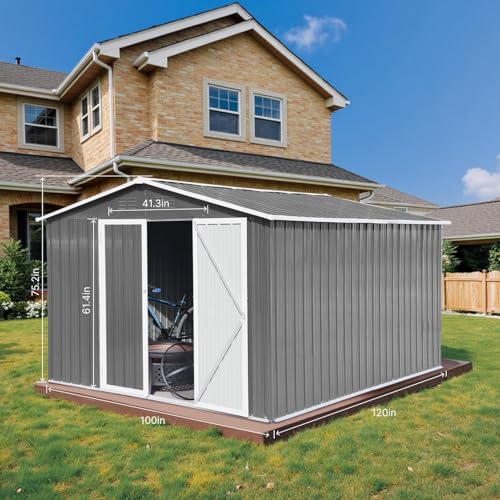 Grey Metal Outdoor Storage Shed G16741