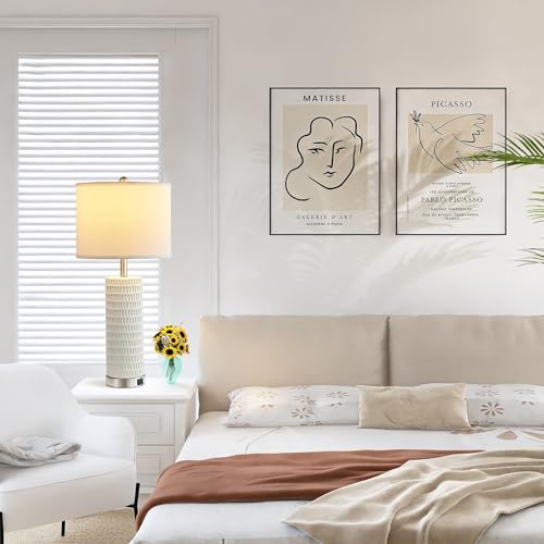 Set of 2 Tall Table Lamps with Dual USB Ports and Touch Control Y3762