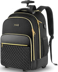 Black Gold Rolling Backpack with Wheels G13906