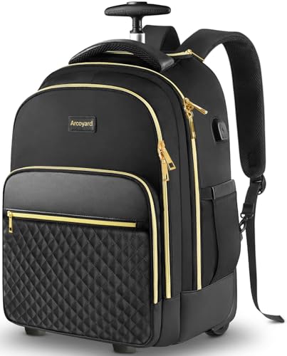 Black Gold Rolling Backpack with Wheels G13906
