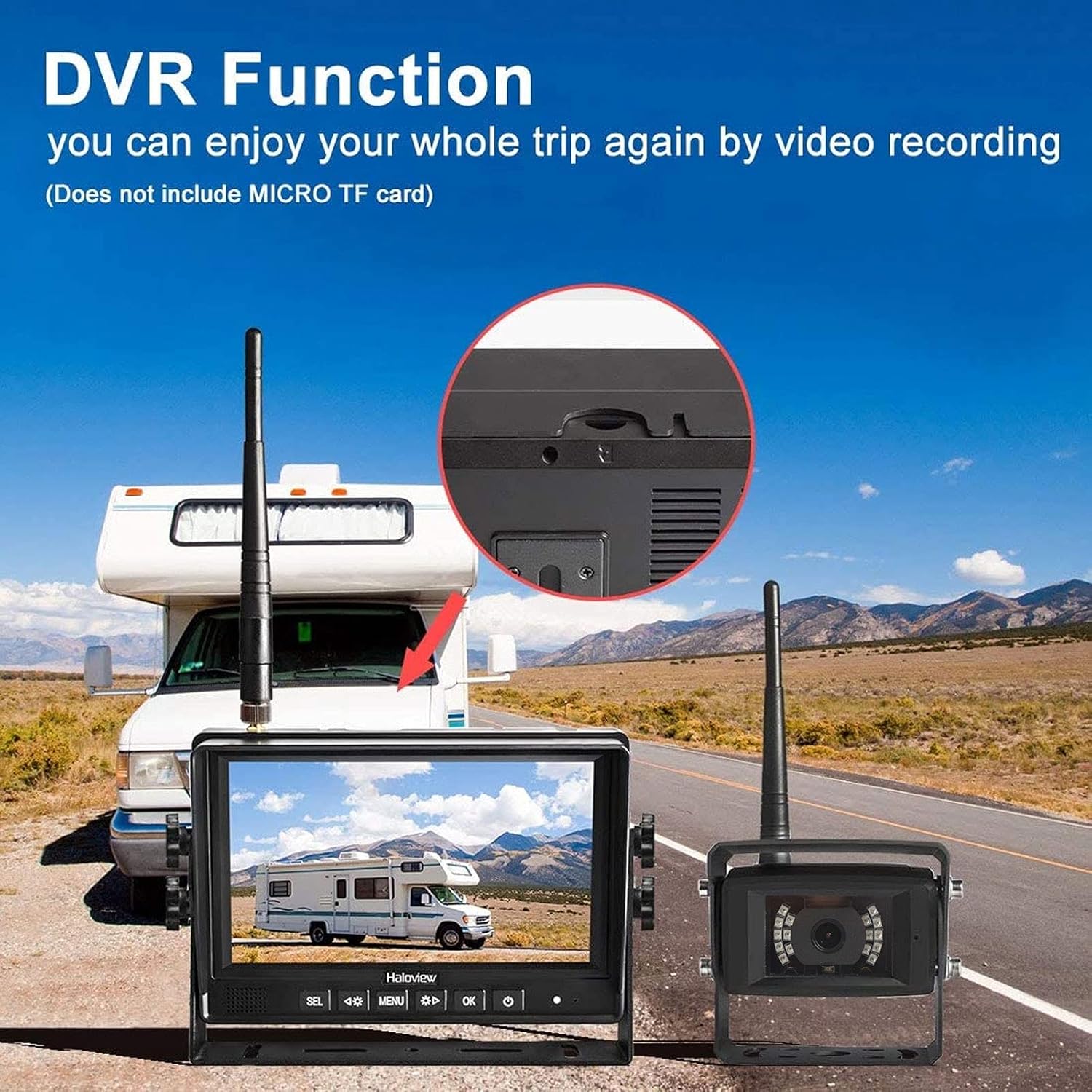 Wireless RV Backup Camera System 7'' Monitor with Infrared Night Vision C440038
