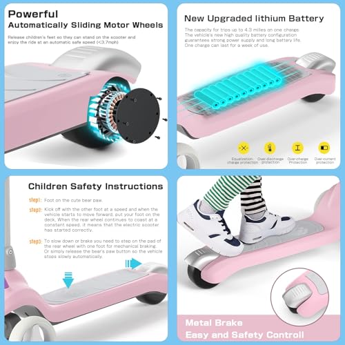 3 Wheel Electric Scooter with Flash Wheels and Anti-Slip Deck G28433