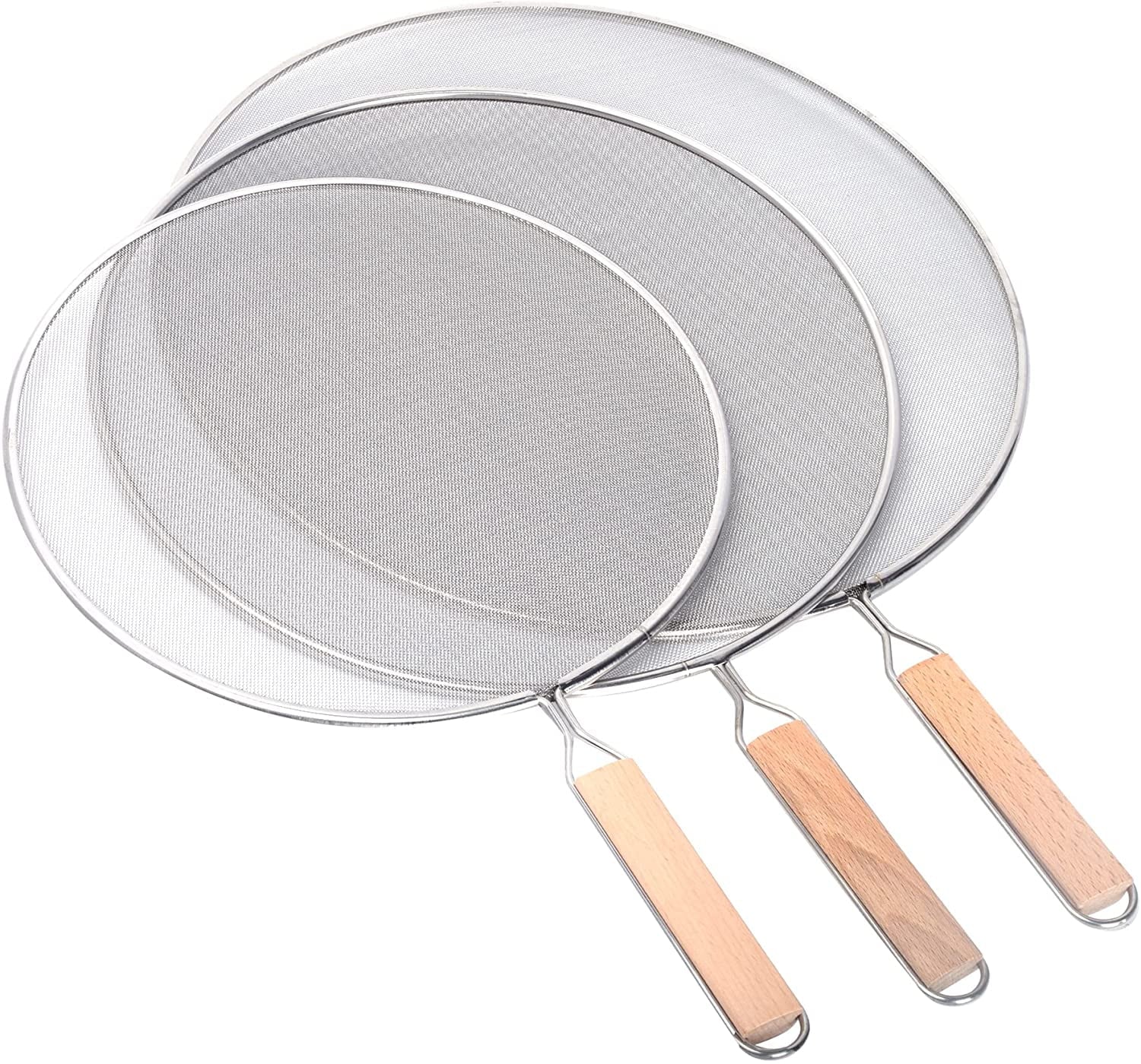 3 Pieces Stainless Steel Grease Splatter Screen Set of 9.8", 11.5" and 13" inch I5679