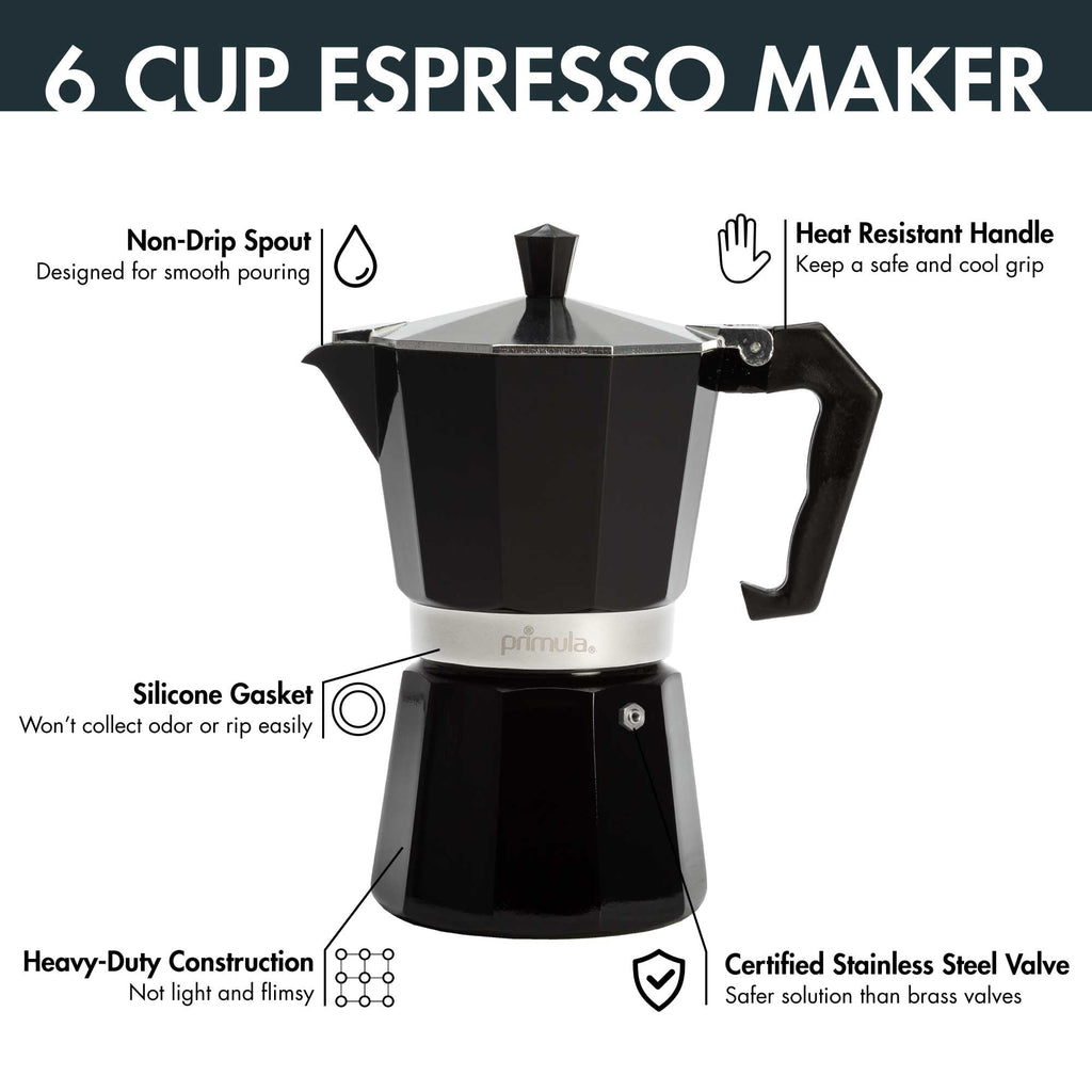 Black 6 Cup Stovetop Espresso Maker Y321239