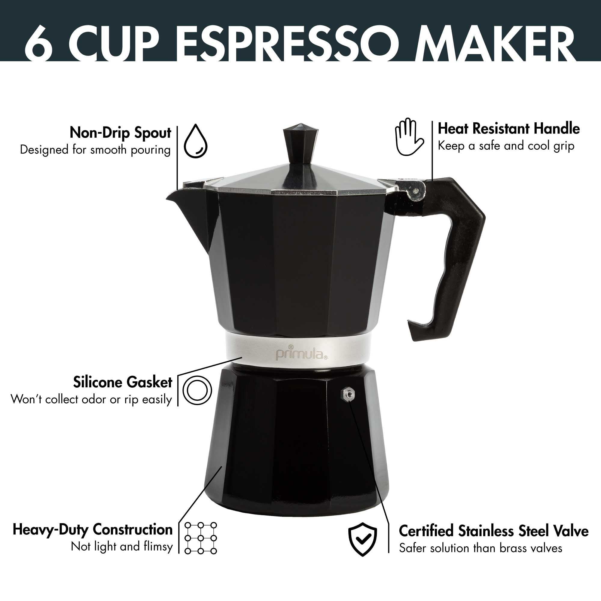 Black 6 Cup Stovetop Espresso Maker Y321239