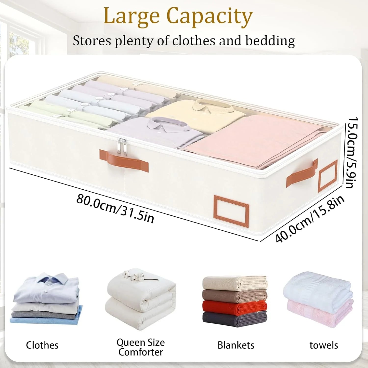 Beige 4 Pack Under Bed Storage Containers with Lids H59306